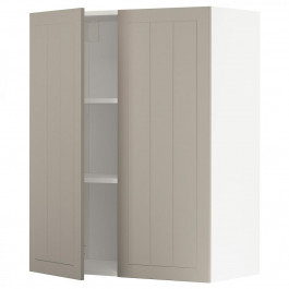 IKEA METOD394.683.46 навісна шафа з полицями/2 двер, білий/Stensund beige