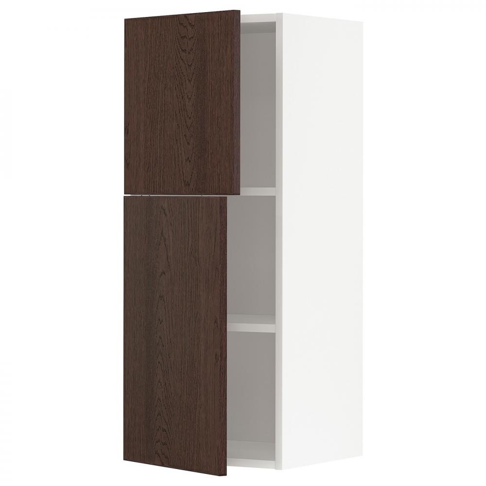 IKEA METOD394.655.12 навісна шафа з полицями/2 двер, білий/Сінарп коричневий - зображення 1