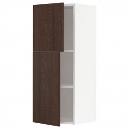 IKEA METOD394.655.12 навісна шафа з полицями/2 двер, білий/Сінарп коричневий