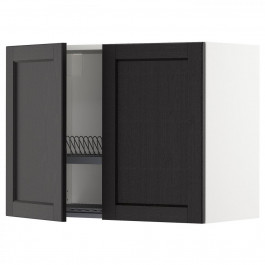 IKEA METOD394.591.96 навісна шафа з сушаркою/2 двер, білий/забарвлений лерхітановим чорним