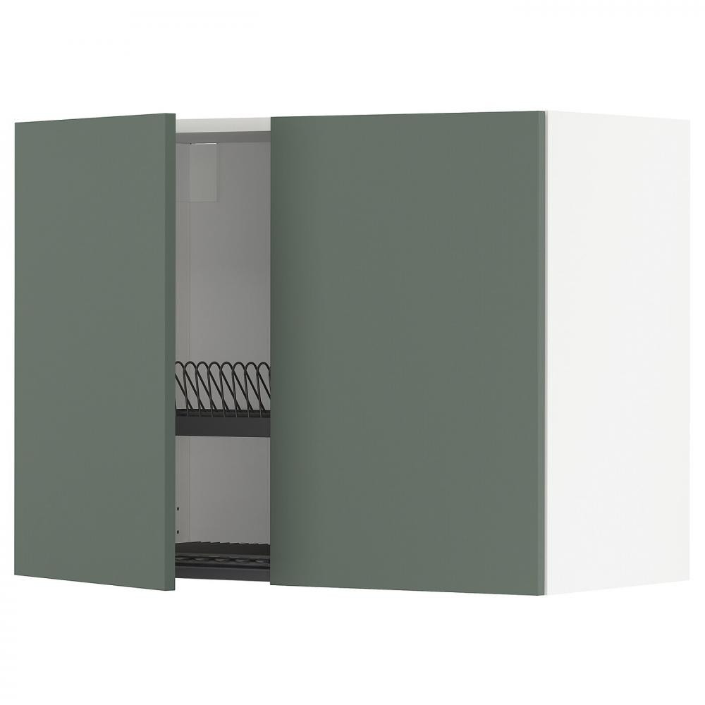 IKEA METOD394.664.46 навісна шафа з сушаркою/2 двер, білий/Бодарп сіро-зелений - зображення 1