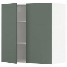 IKEA METOD494.578.56 навісна шафа з полицями/2 двер, білий/Бодарп сіро-зелений