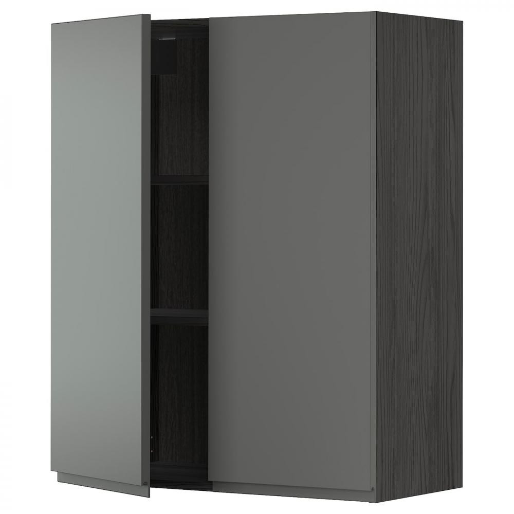 IKEA METOD494.678.17 навісна шафа з полицями/2 двер, чорний/Voxtorp темно-сірий - зображення 1