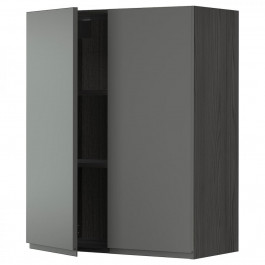 IKEA METOD494.678.17 навісна шафа з полицями/2 двер, чорний/Voxtorp темно-сірий