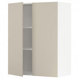 IKEA METOD394.658.14 навісна шафа з полицями/2 двер, білий/Havstorp бежевий
