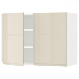 IKEA METOD394.684.50 навісна шафа з полицями/2 двер, білий/Voxtorp глянцевий світло-бежевий