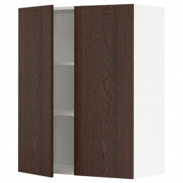 IKEA METOD394.594.84 навісна шафа з полицями/2 двер, білий/Сінарп коричневий