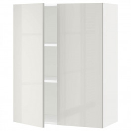 IKEA METOD494.593.65 навісна шафа з полицями/2 двер, білий/Ringhult світло-сірий