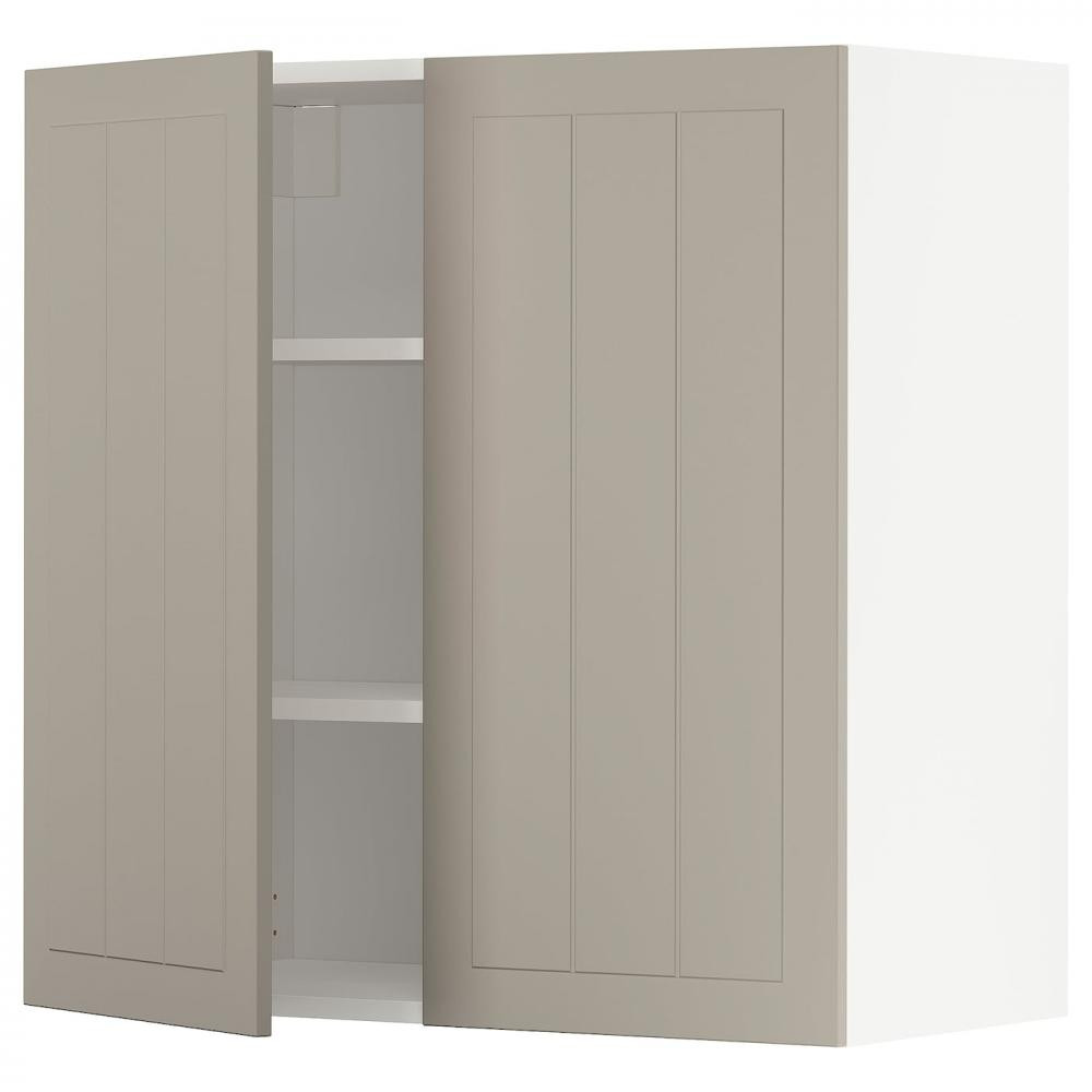 IKEA METOD594.543.53 навісна шафа з полицями/2 двер, білий/Stensund beige - зображення 1