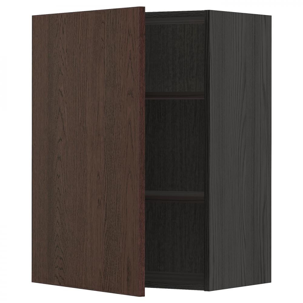 IKEA METOD394.697.51 навісна шафа з полицями, чорний/Sinarp коричневий - зображення 1
