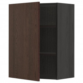 IKEA METOD394.697.51 навісна шафа з полицями, чорний/Sinarp коричневий