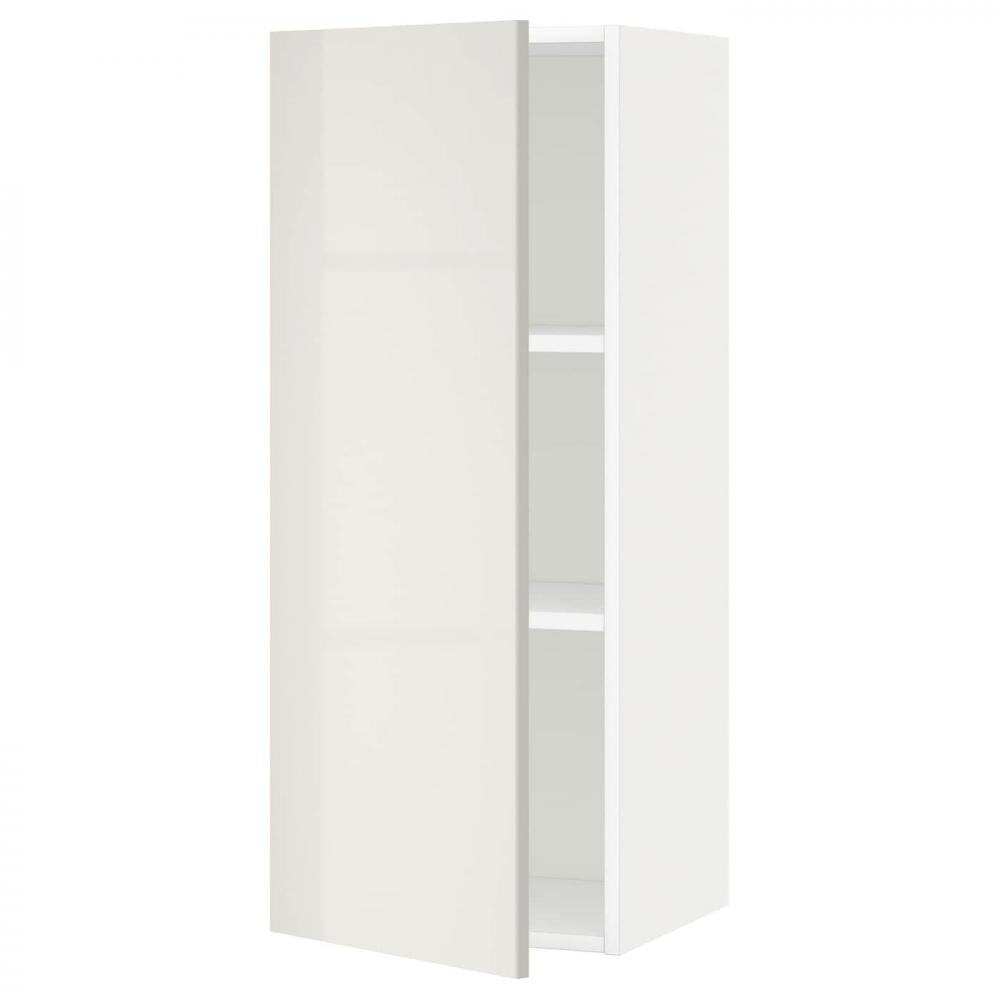 IKEA METOD394.606.99 навісна шафа з полицями, білий/Ringhult світло-сірий - зображення 1