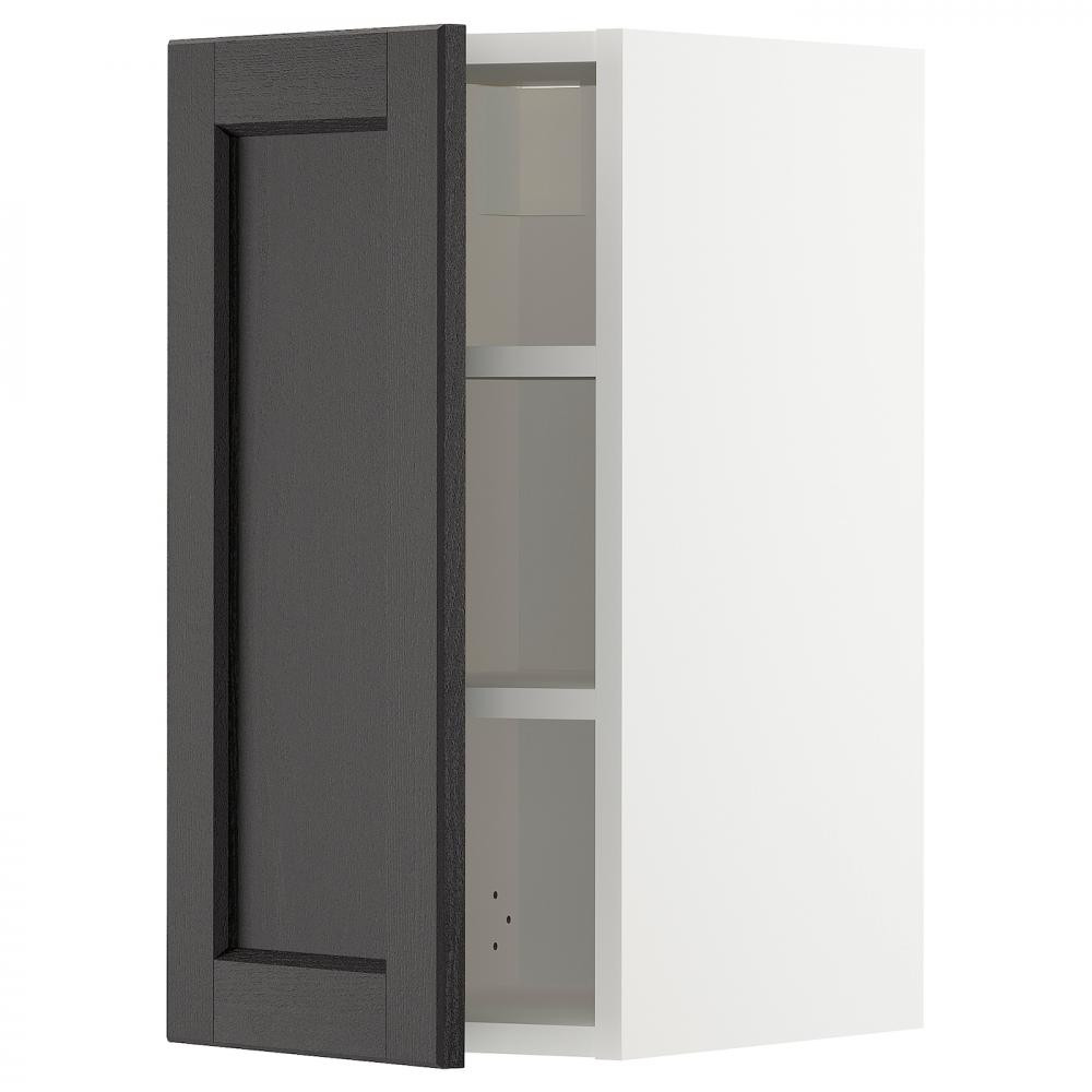 IKEA METOD494.547.54 навісна шафа з полицями, білий/забарвлений лерхітановим чорним - зображення 1