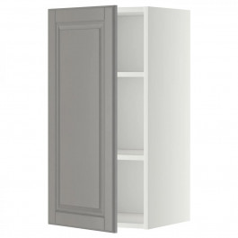IKEA METOD394.674.98 навісна шафа з полицями, білий/Bodbyn сірий
