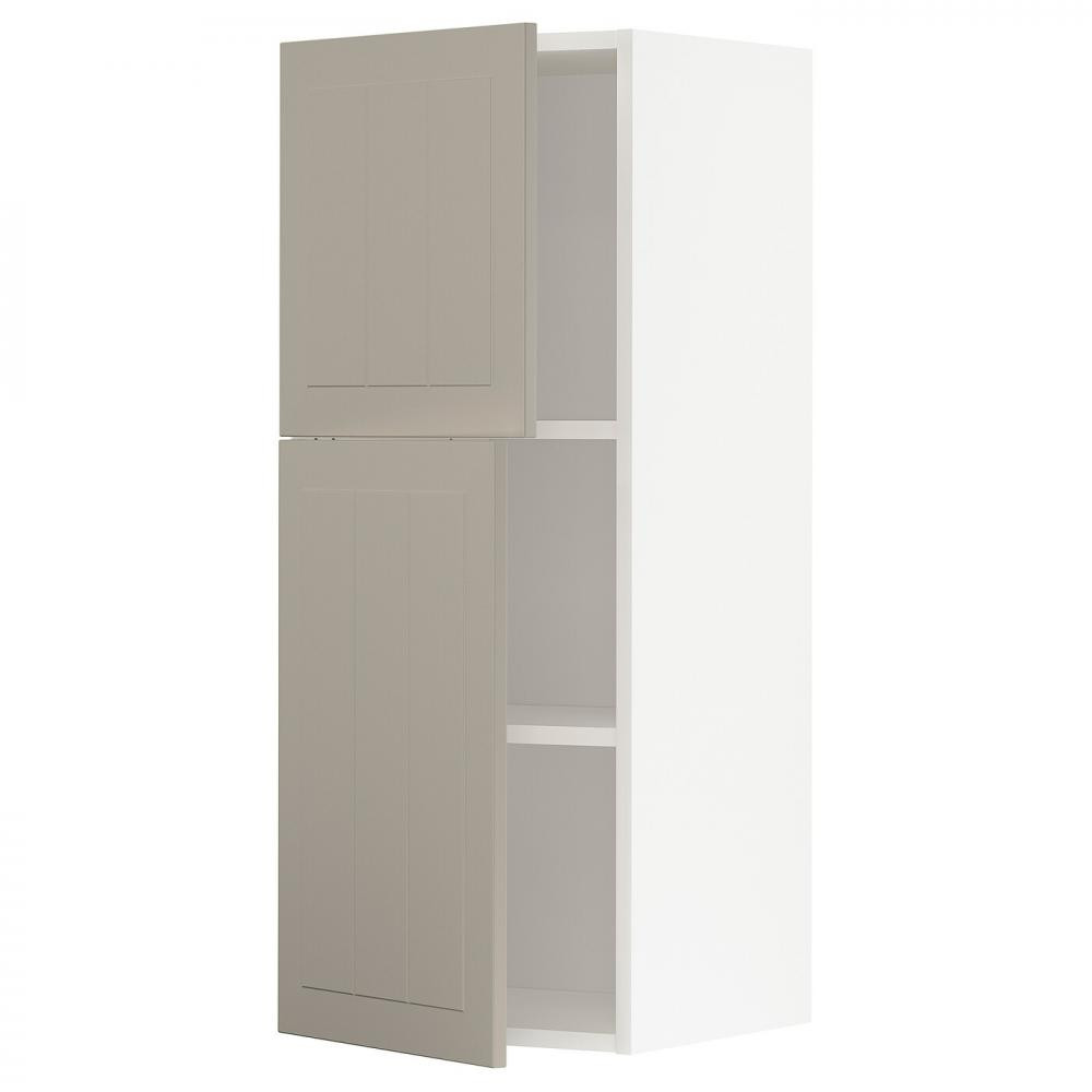 IKEA METOD394.650.36 навісна шафа з полицями/2 двер, білий/Stensund beige - зображення 1