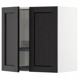 IKEA METOD494.542.64 навісна шафа з сушаркою/2 двер, білий/забарвлений лерхітановим чорним