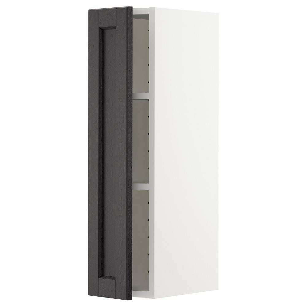 IKEA METOD494.602.41 навісна шафа з полицями, білий/забарвлений лерхітановим чорним - зображення 1