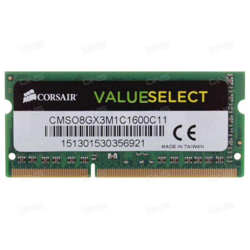 Corsair 8 GB SO-DIMM DDR3L 1600 MHz Value Select (CMSO8GX3M1C1600C11) - зображення 1