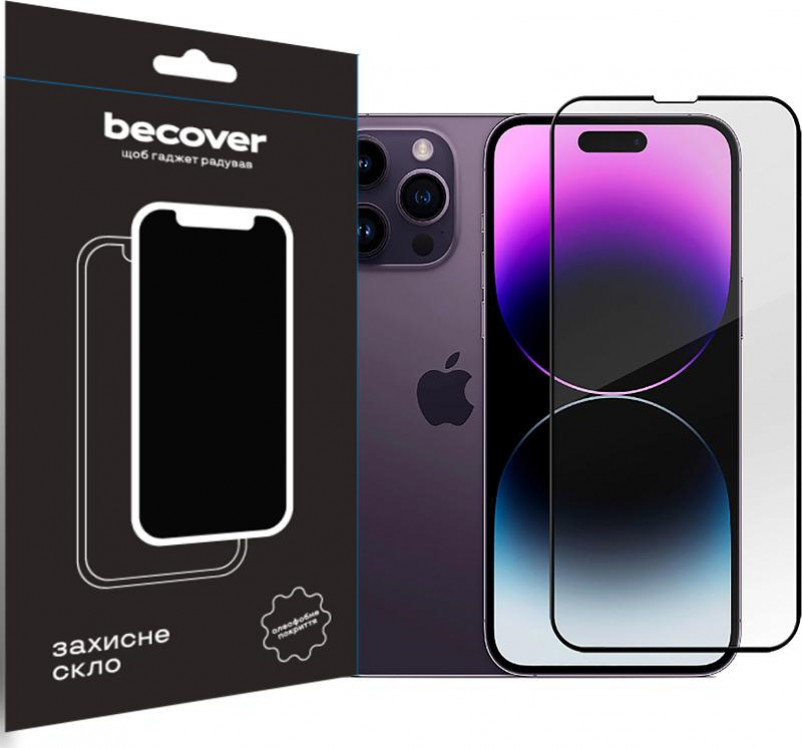 BeCover Скло захисне  Apple iPhone 14 Pro Black (707968) - зображення 1