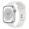 Apple Watch Series 8 GPS + Cellular 45mm Silver Aluminum Case with White Sport Band - M/L (MP4W3) - зображення 1