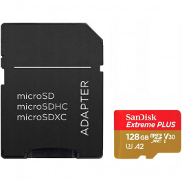 SanDisk 128 GB microSDXC UHS-I U3 A2 C10 V30 Extreme Plus (SDSQXBD-128G-GN6MA)