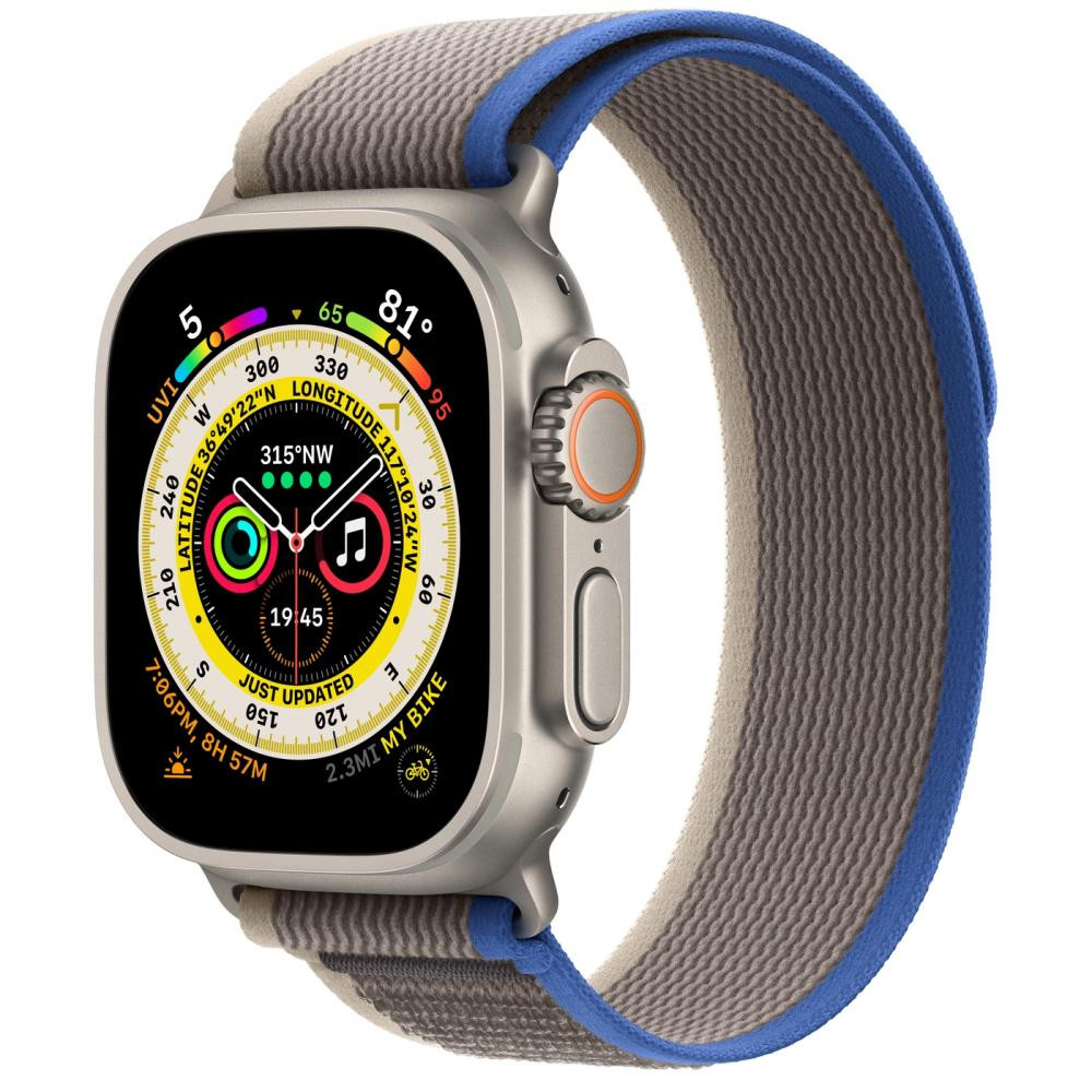 Apple Watch Ultra GPS + Cellular 49mm Titanium Case with Blue/Gray Trail Loop - M/L (MQF33/MQEJ3/MQFV3) - зображення 1
