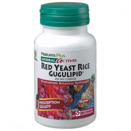 Nature's Plus Червоний дріжджовий Рис + гуггулстерони, Herbal Actives, , 60 гелевих капсул