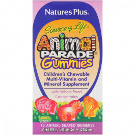 Nature's Plus Дитячий мультивітамінний комплекс Animal Parade зі смаком вишні, апельсина і винограду, , 75