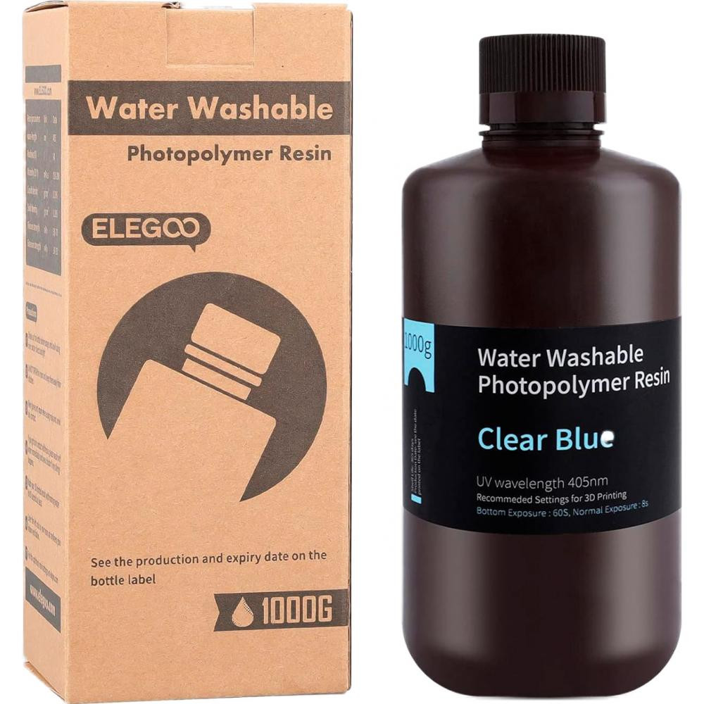 ELEGOO Water Washable Resin, 1кг, Clear Blue (50.103.0010) - зображення 1