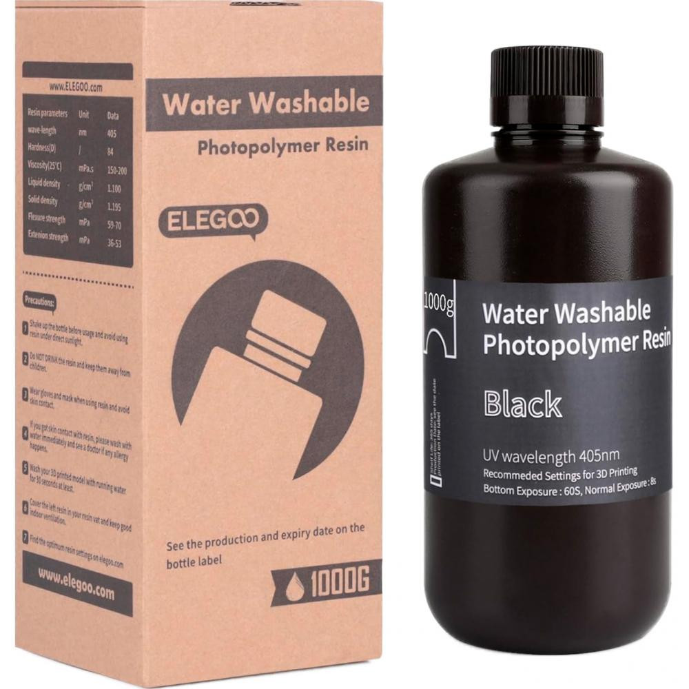 ELEGOO Water Washable Resin, 1кг, Black (50.103.0006) - зображення 1