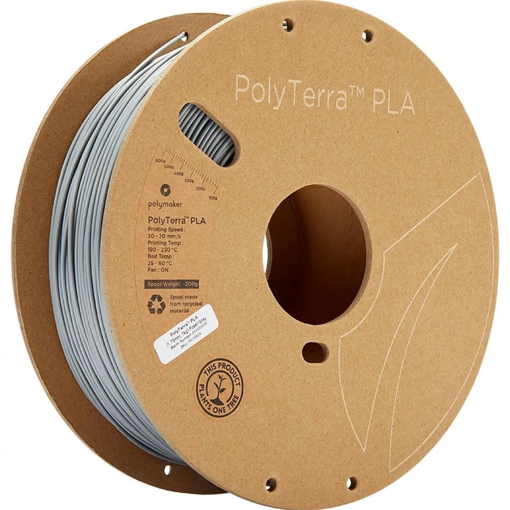Polymaker PolyTerra PLA Filament 1кг, 1.75мм, окаменевший серый - зображення 1