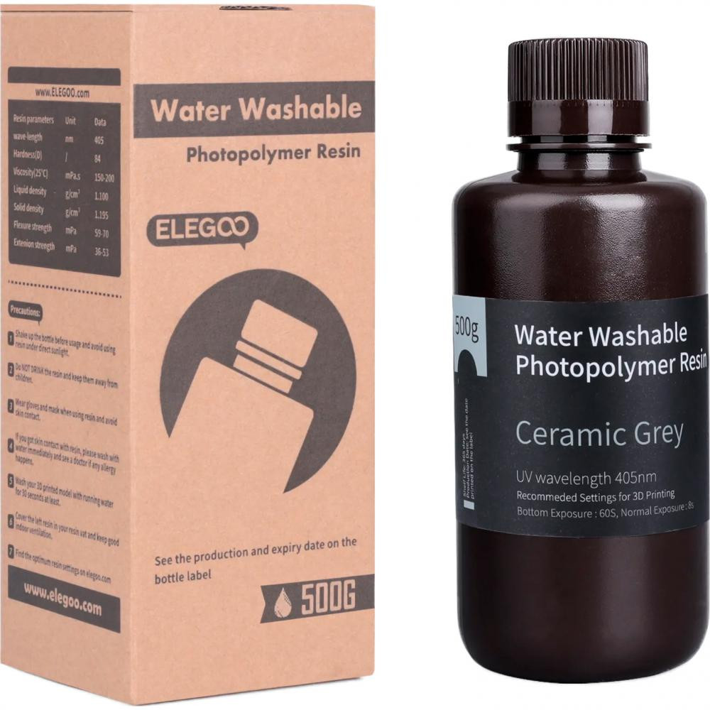 ELEGOO Water Washable Resin 0,5кг, серая (50.103.0116) - зображення 1
