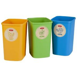 Curver Комплект з 3 урн для сміття  Eco Friendly по 9 л зелена, жовта, блакитна (3253922173230)
