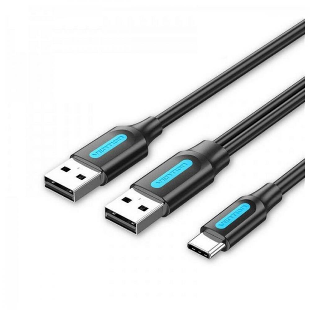Vention USB Type-C - 2хUSB 1m Black (CQKBF) - зображення 1