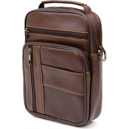 Vintage Темно-коричнева чоловіча сумка-барсетка з натуральної шкіри на блискавці  (20434)
