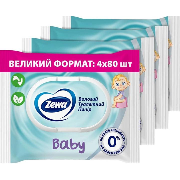 Zewa Вологий туалетний папір  Baby 4 упаковки х 80 шт (7322542434697) - зображення 1