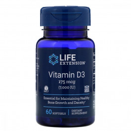 Life Extension Вітамін D3  175 мкг 7000UI 60 гелевих капсул (LEX17186)