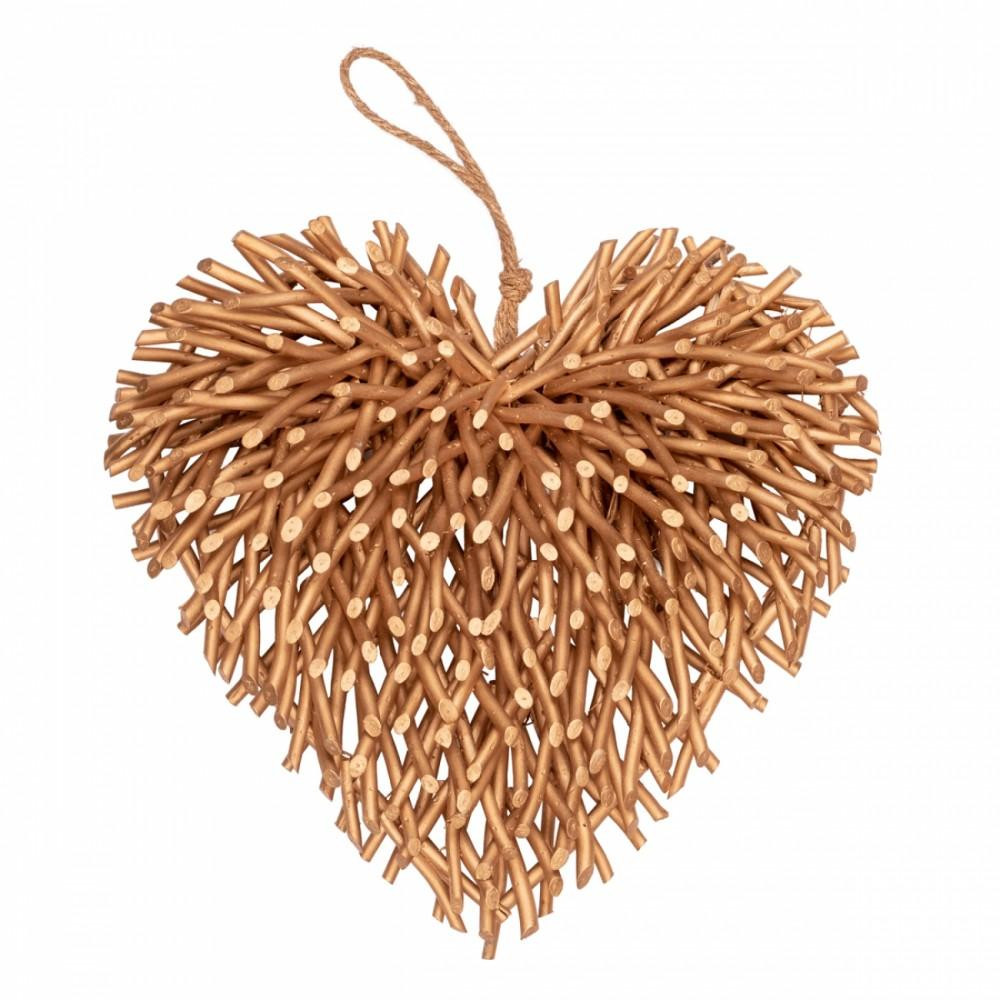 YES! Fun Декоративна прикраса  Серце 40 см із лози золота (974252) - зображення 1