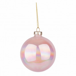 YES! Fun Новорічна куля , скло, 8 см, світло-рожева, глянець, мармур (973815)