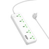 Hoco AC13A 5-position extension cord socket including 3*USB output White - зображення 3