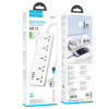 Hoco AC13A 5-position extension cord socket including 3*USB output White - зображення 6