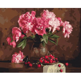 Brushme Картина по номерам "Пионы и вишни" (BS4645) 40x50