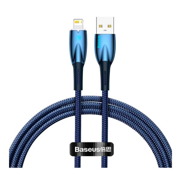 Baseus Glimmer Series USB - Lightning Cable 12W 2.4A 1m Blue (CADH000203) - зображення 1