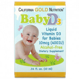   California Gold Nutrition Витамин D3 d3 д3 Д3 в каплях для детей,  Baby D3 d3, 10 мл