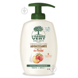 L'Arbre Vert Крем-мыло для рук  смягчающее, с натуральным экстрактом персика, гипоаллергенное, с дозатором, 300 м