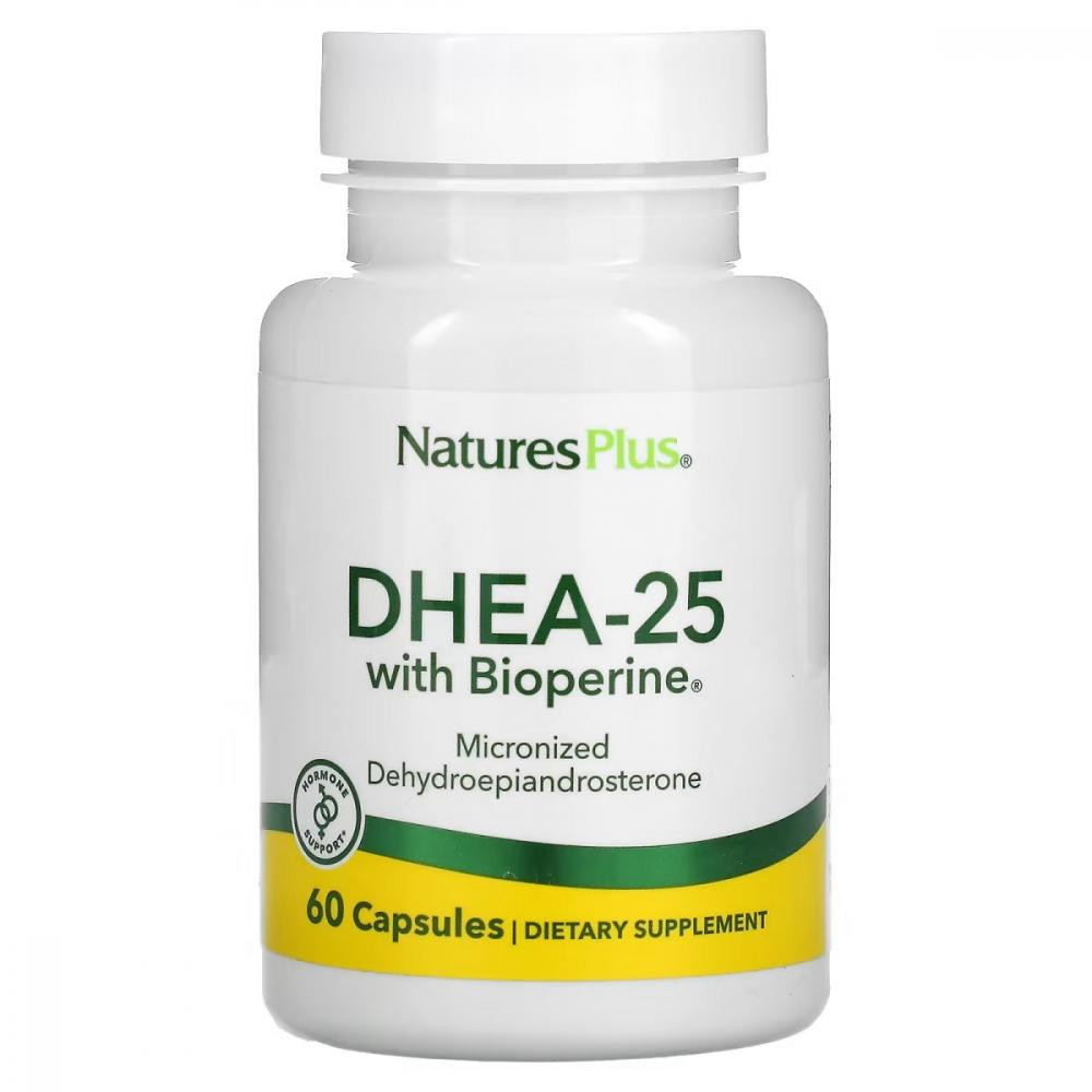 Nature's Plus Дегідроепіандростерон  DHEA-25 with Bioperine 60 капсул (NTP4968) - зображення 1