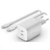 Belkin Boost Up Charge Pro GaN 2xUSB-C PPS Wall Charger 65W White w/Type-C to Type-C (WCH013VF2MWH-B6) - зображення 1