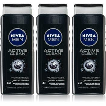 Nivea Men Active Clean гель для душа для чоловіків 3 x 500 ml (вигідна упаковка) - зображення 1