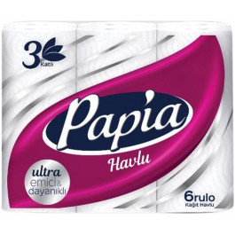 Papia Бумажные полотенца 3 слоя 6 рулонов (8690536011094)