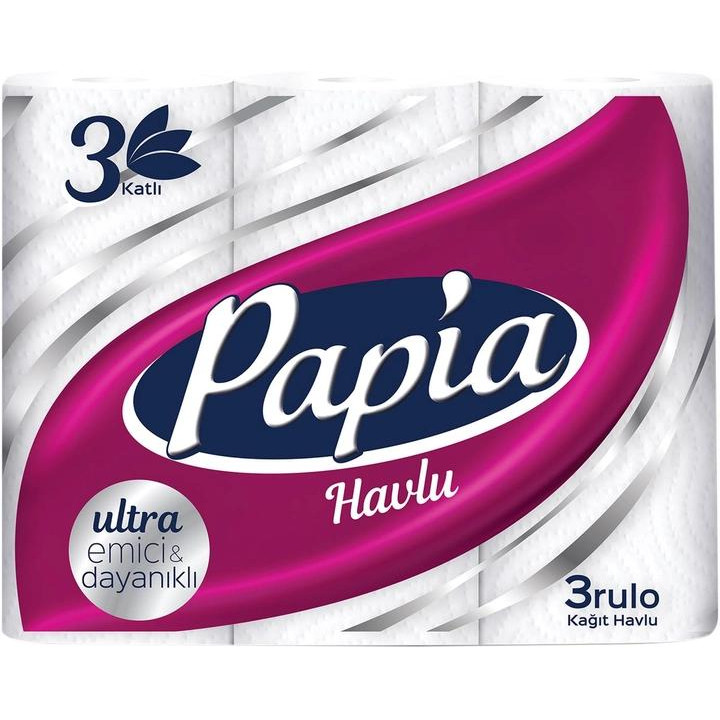 Papia Бумажные полотенца 3 слоя 3 рулона (8690536011056) - зображення 1